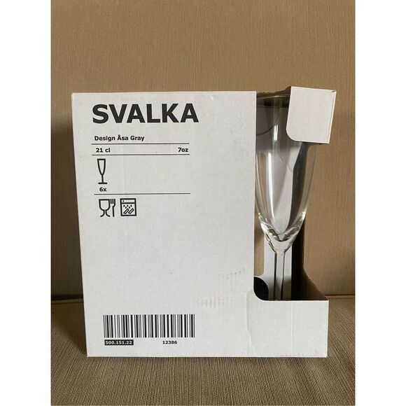 IKEA Set of 6 Svalka Champagne Flute Glasses by Asa Gray 7 oz. Wedding Christmas - Picture 4 of 4